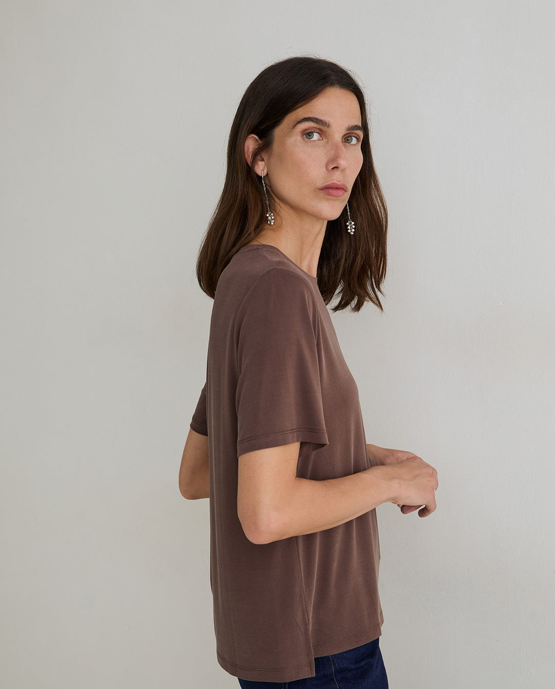 T-shirt à manches courtes en modal extensible - Design épuré