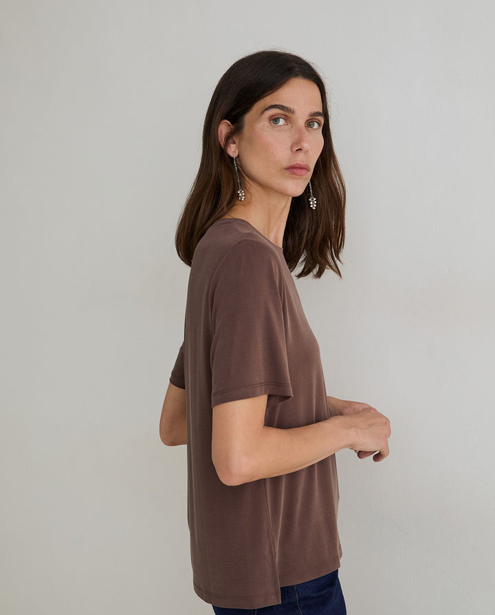 T-shirt à manches courtes en modal extensible - Design épuré