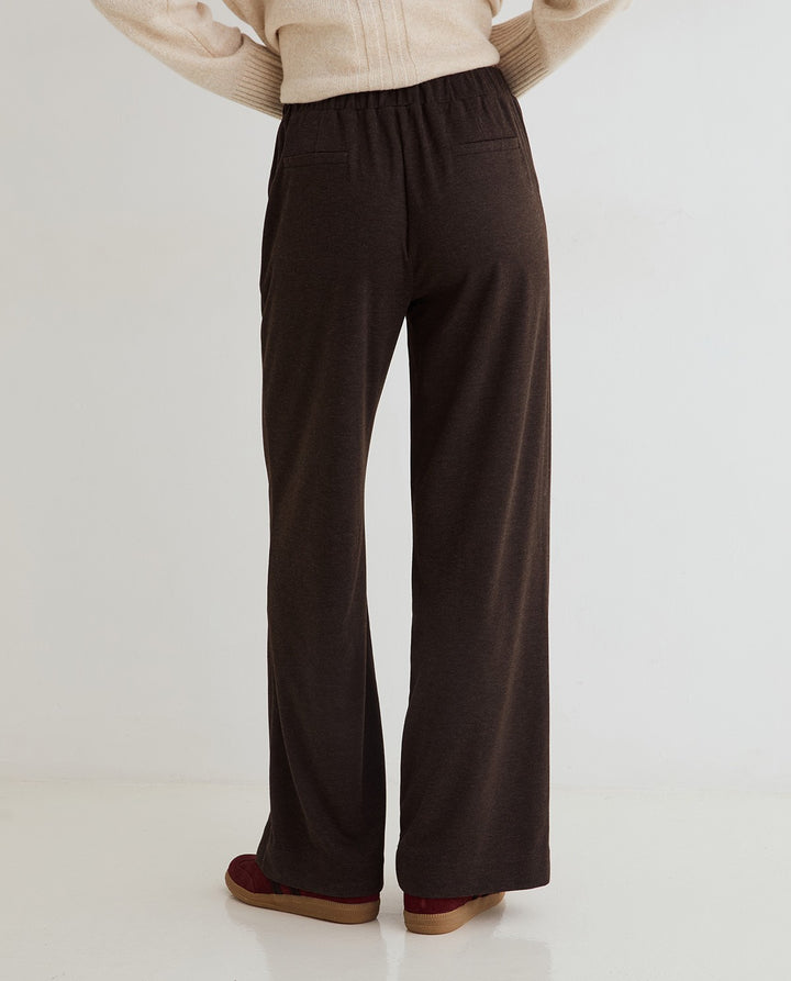 Pantalon à jambes larges - Taille haute et enrichi de soie et laine