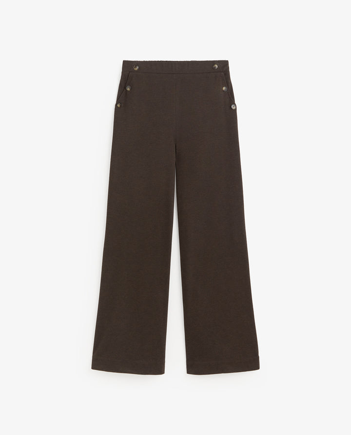 Pantalon à jambes larges - Taille haute et enrichi de soie et laine