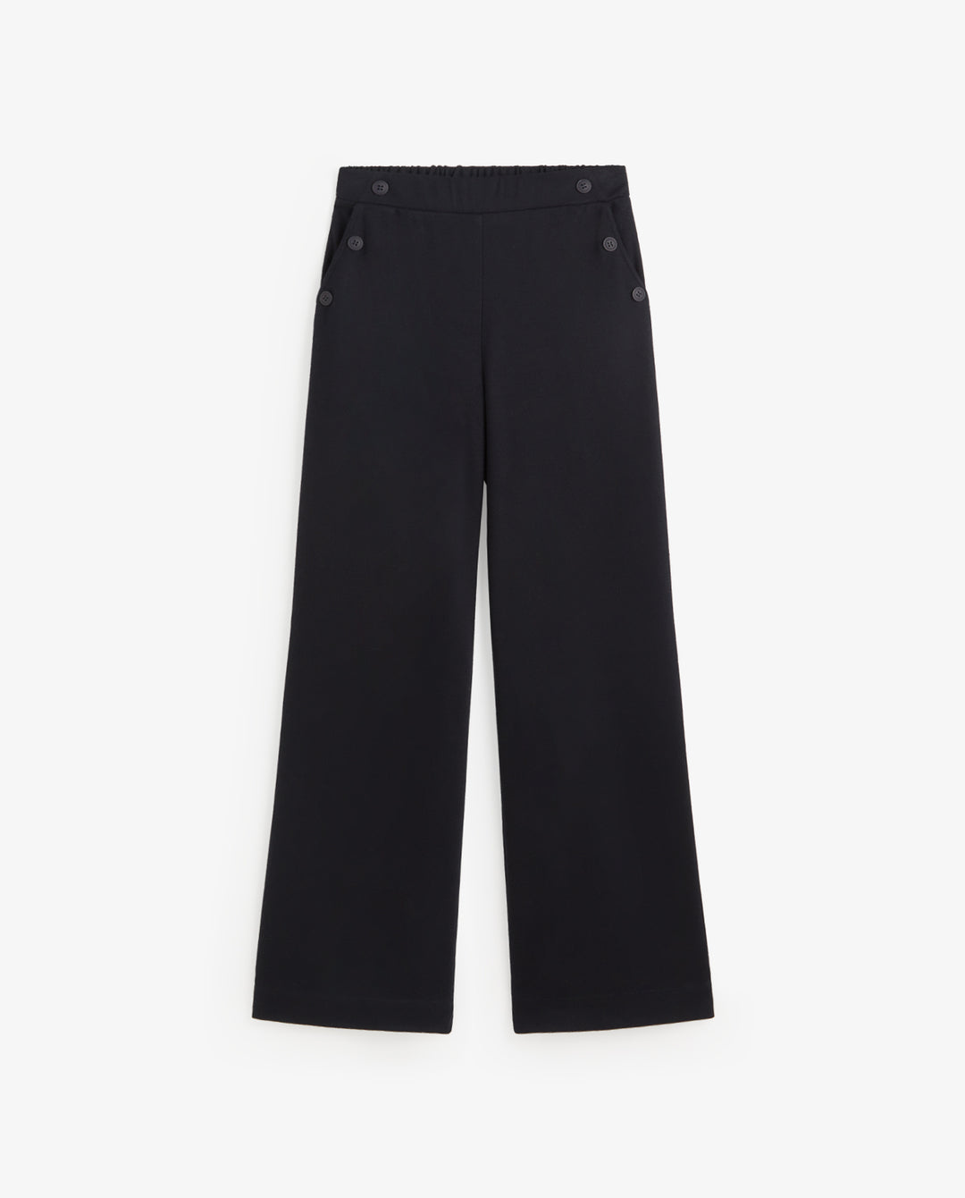 Pantalon à jambes larges - Taille haute et enrichi de soie et laine