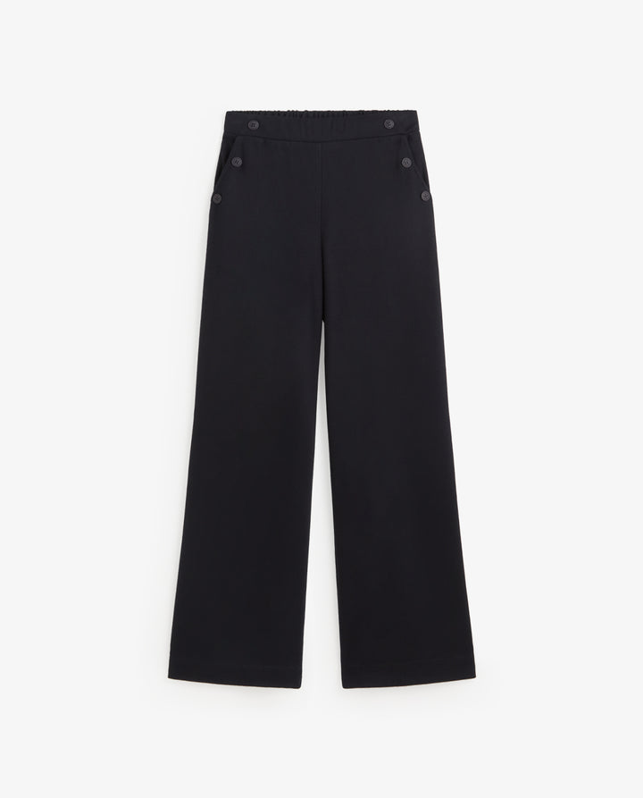 Pantalon à jambes larges - Taille haute et enrichi de soie et laine