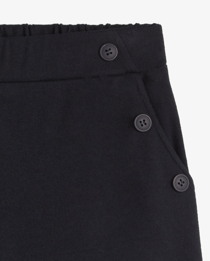 Pantalon à jambes larges - Taille haute et enrichi de soie et laine