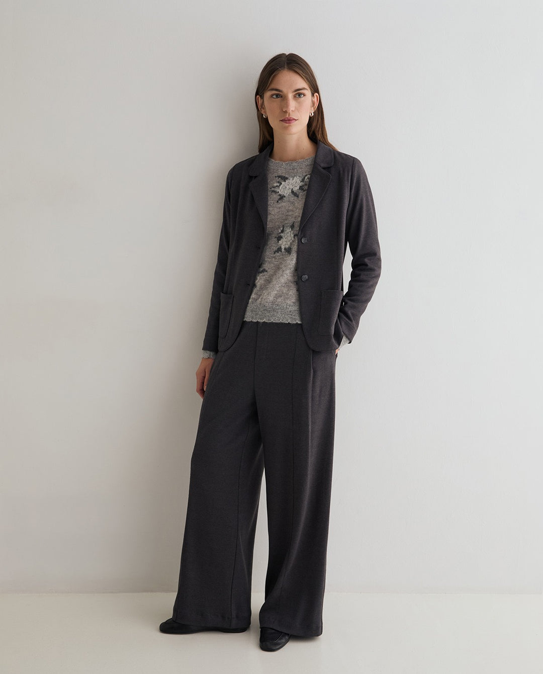 Blazer à col à revers traditionnel - Coupe droite ajustée