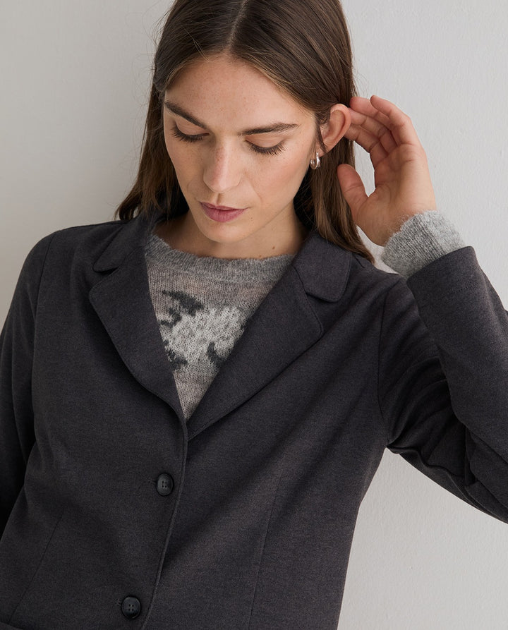 Blazer à col à revers traditionnel - Coupe droite ajustée