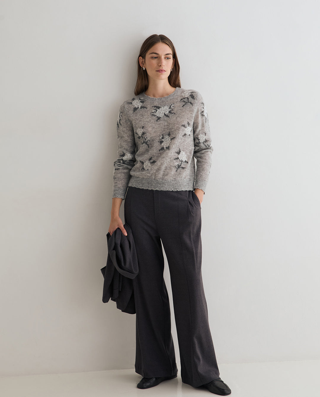 Pantalon à jambe large - Coutures structurantes en maille douce