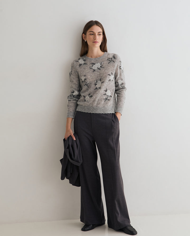 Pantalon à jambe large - Coutures structurantes en maille douce