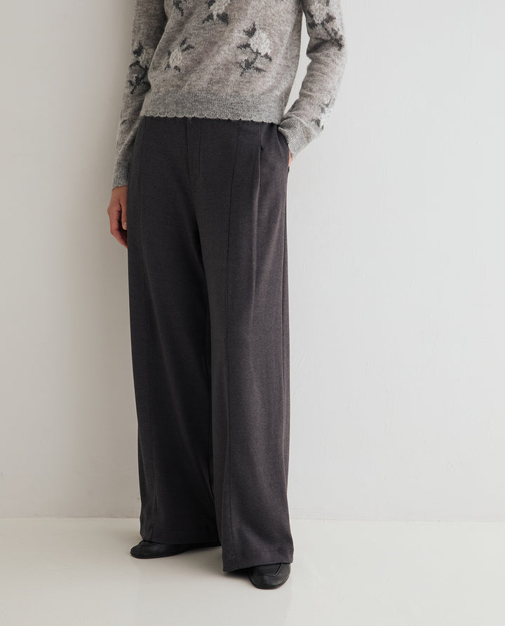 Pantalon à jambe large - Coutures structurantes en maille douce