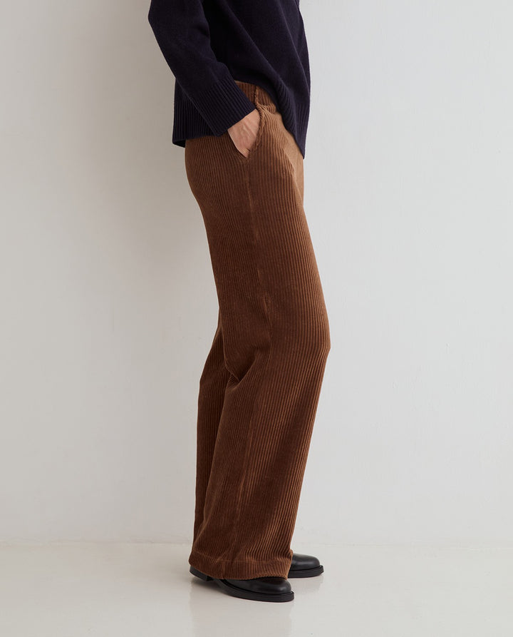 Pantalon jambe large - En velours côtelé extensible