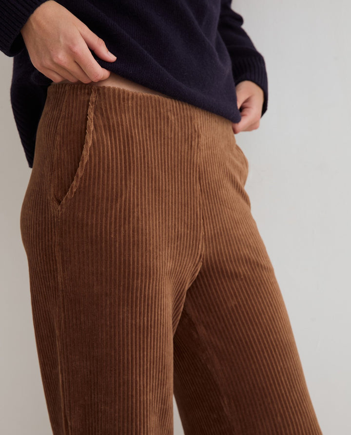 Pantalon jambe large - En velours côtelé extensible