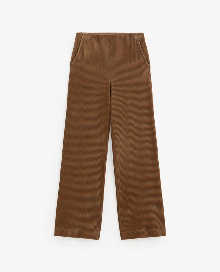 Pantalon jambe large - En velours côtelé extensible