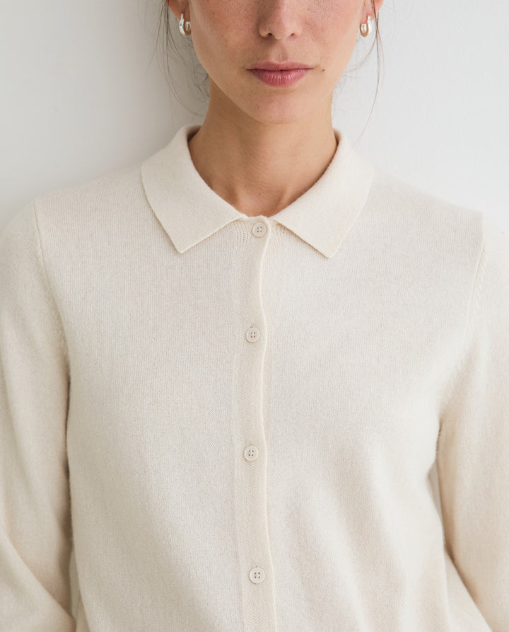 Cardigan à col polo - En tricot de laine et cachemire