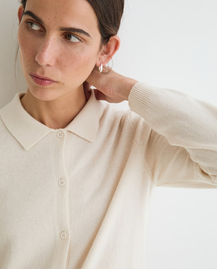 Cardigan à col polo - En tricot de laine et cachemire