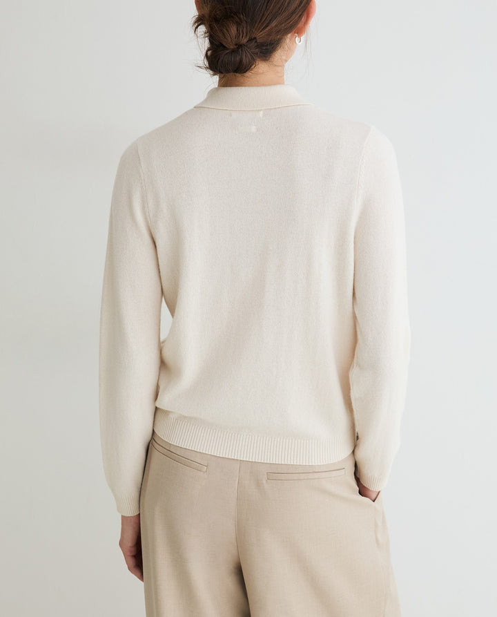 Cardigan à col polo - En tricot de laine et cachemire