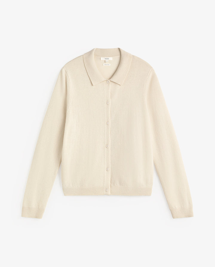 Cardigan à col polo - En tricot de laine et cachemire