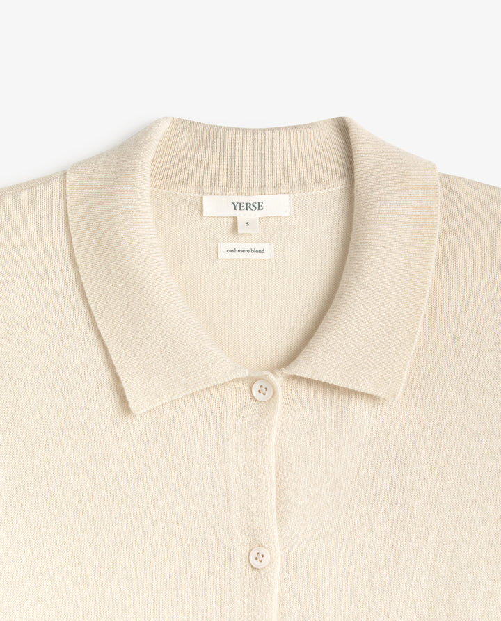Cardigan à col polo - En tricot de laine et cachemire