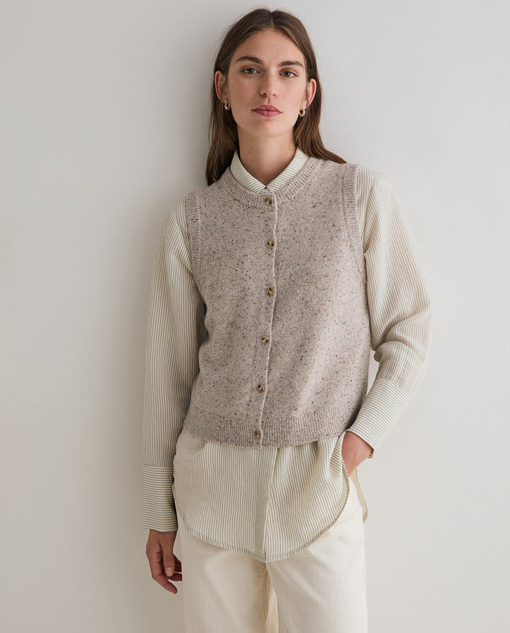 Gilet sans manches boutonné - En laine certifiée RWS et nylon recyclé
