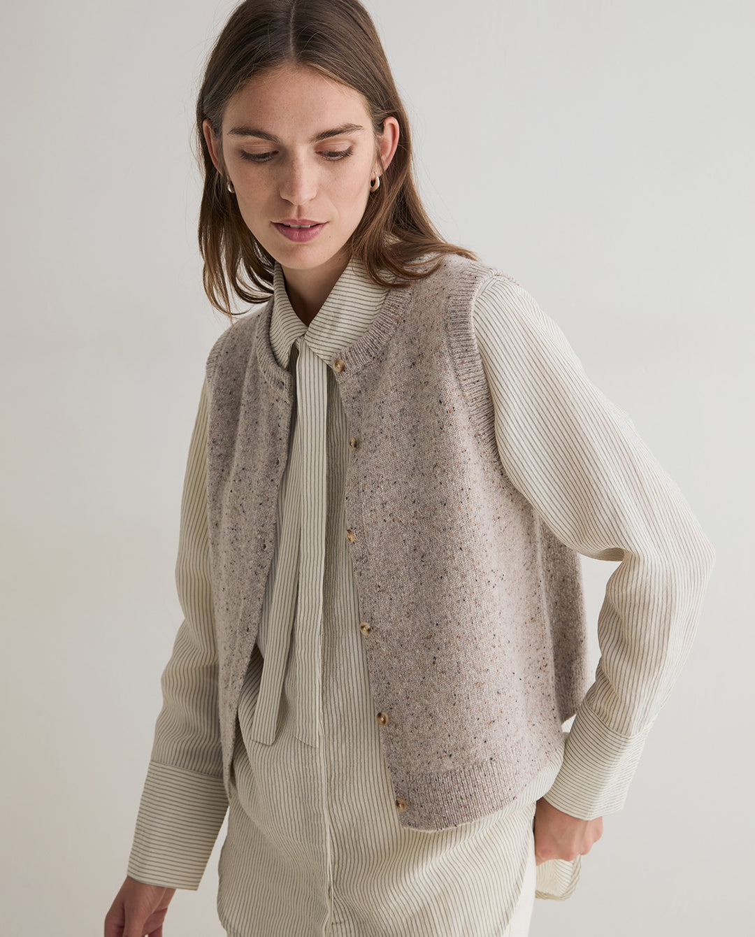 Gilet sans manches boutonné - En laine certifiée RWS et nylon recyclé