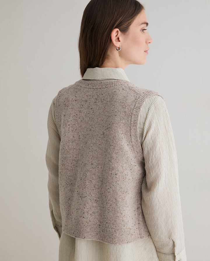 Gilet sans manches boutonné - En laine certifiée RWS et nylon recyclé