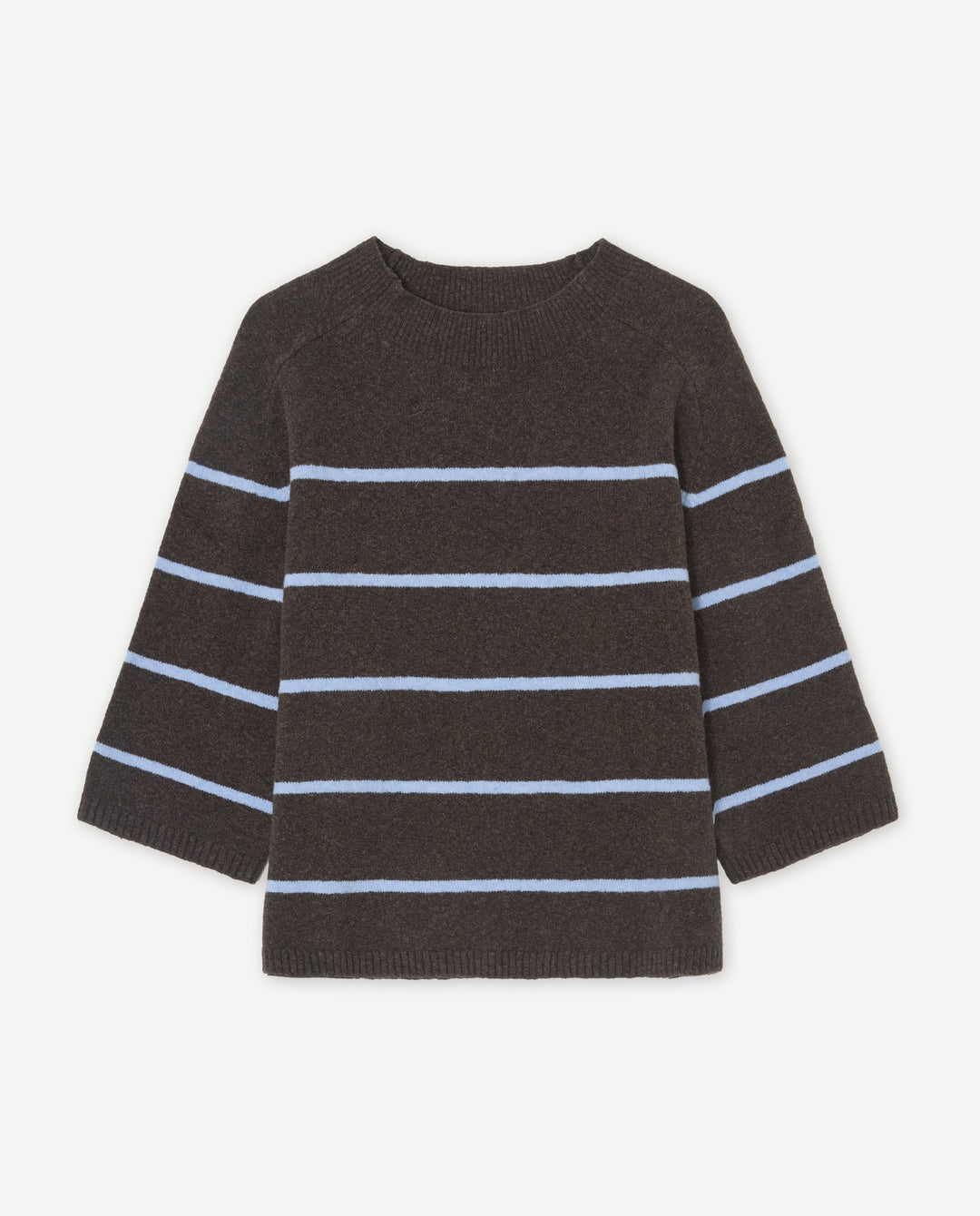 Pull en maille de coton et laine - À encolure ronde et manches trois-quarts