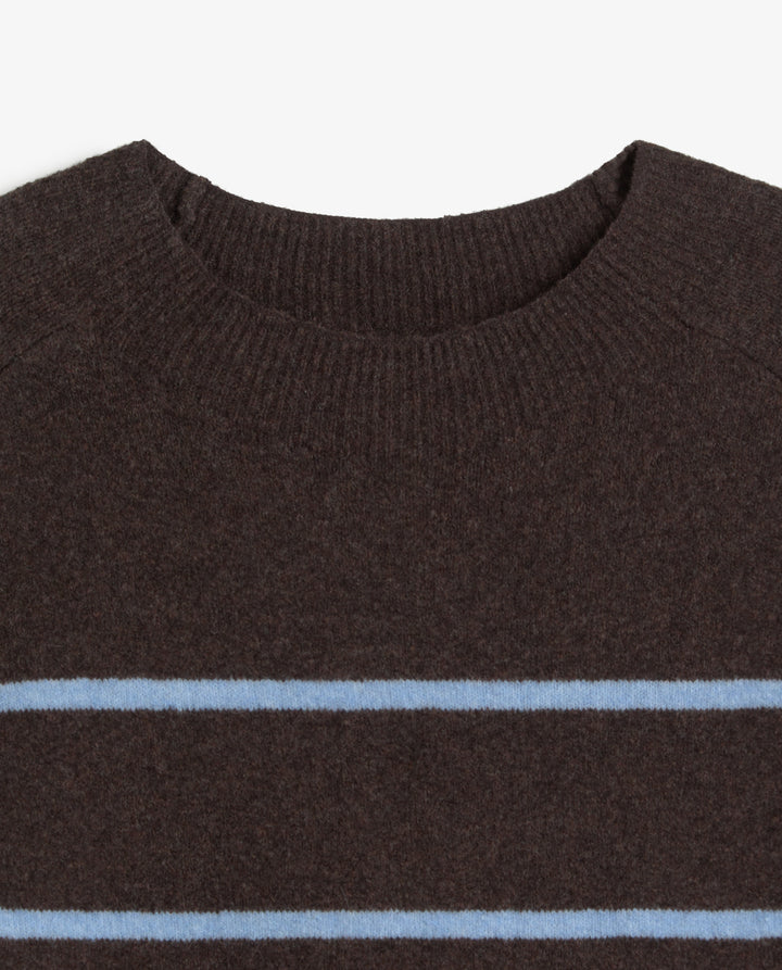 Pull en maille de coton et laine - À encolure ronde et manches trois-quarts