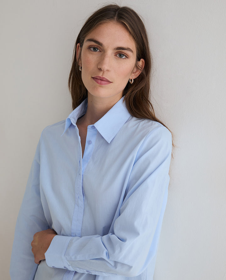 Chemise droite à manches longues - 100% coton biologique