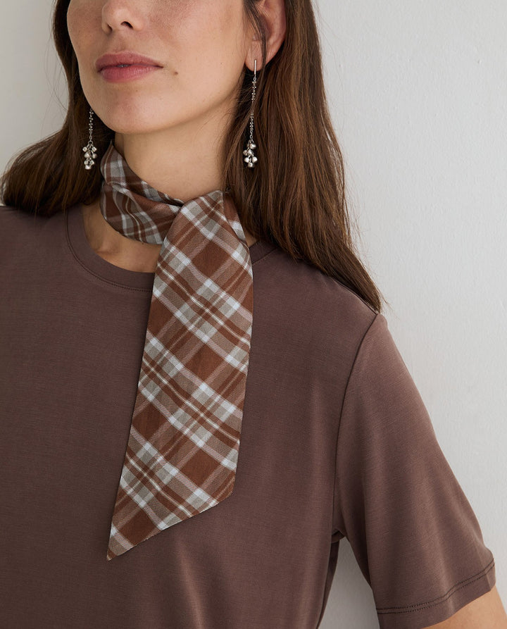 Foulard long 100% soie - À motif de carreaux
