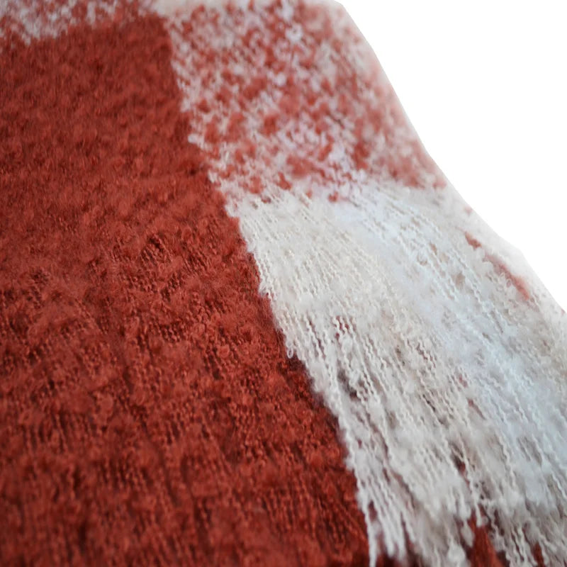 Jeté carreaux blancs et rouges