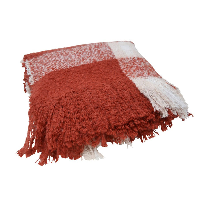 Jeté carreaux blancs et rouges