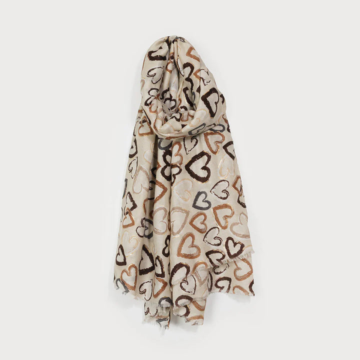 Foulard léger imprimé cœurs