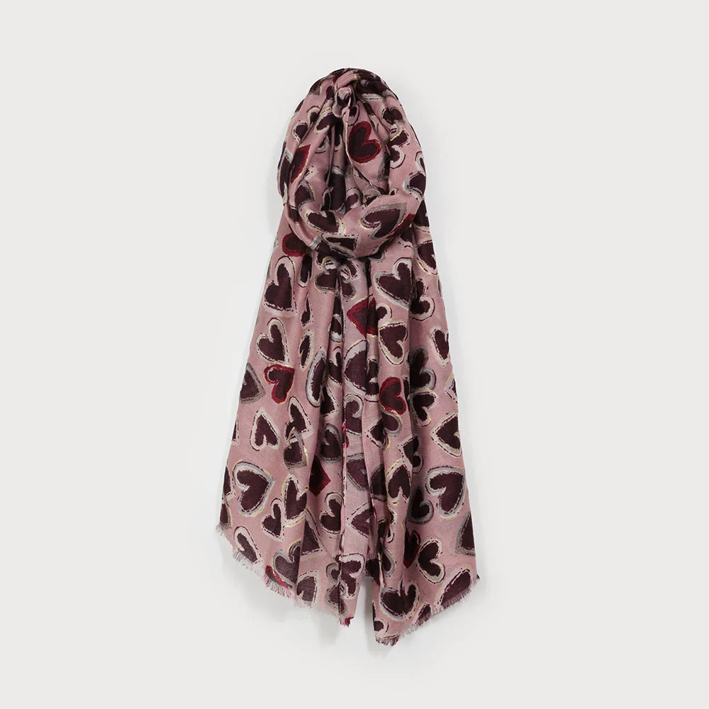 Foulard léger imprimé cœurs