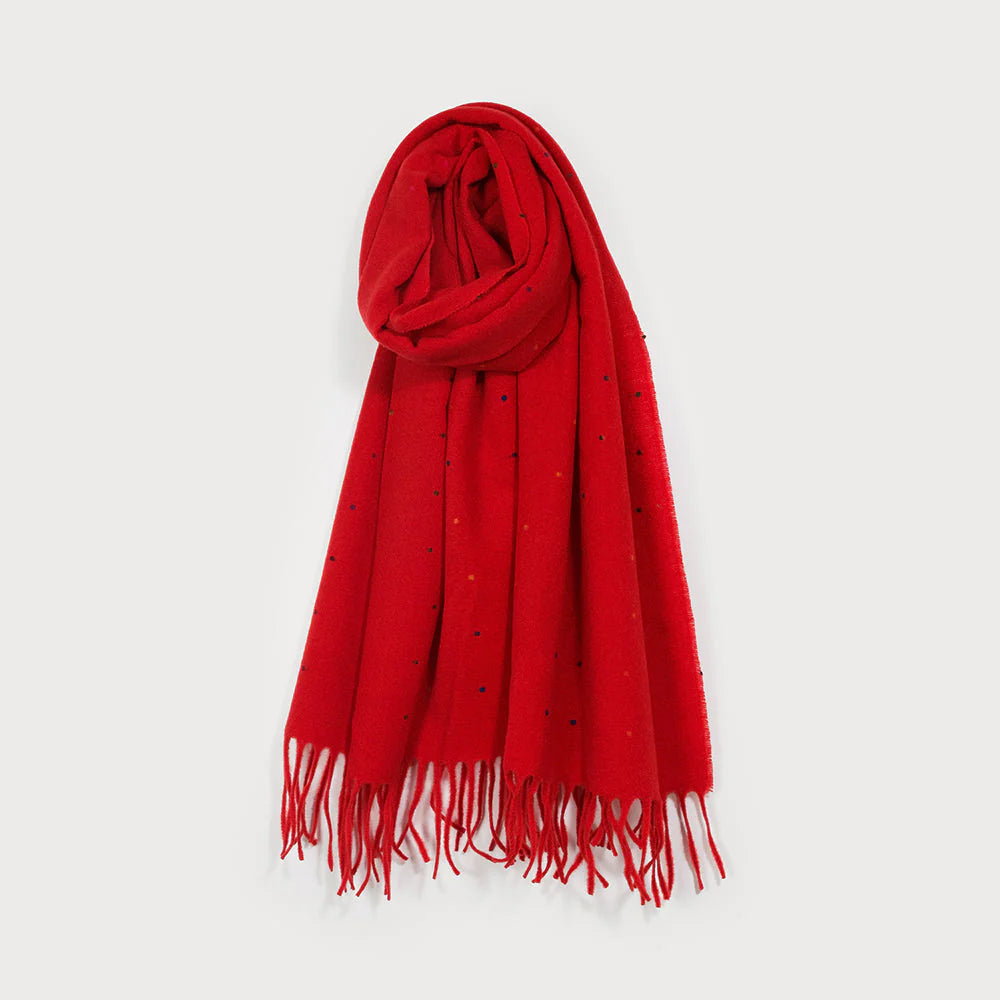 Foulard chaud à mini pois multicolores