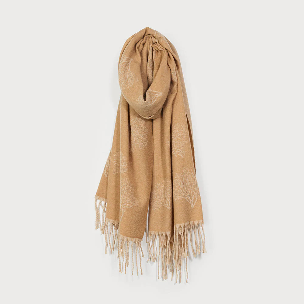 Foulard soyeux et large à franges