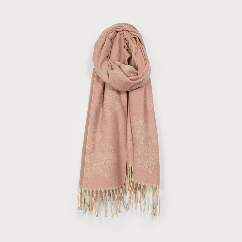 Foulard soyeux et large à franges