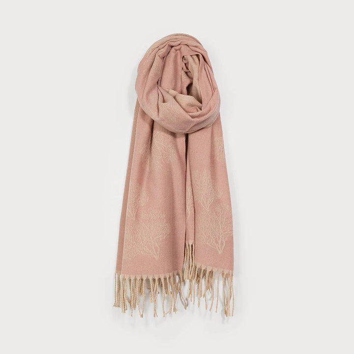 Foulard soyeux et large à franges