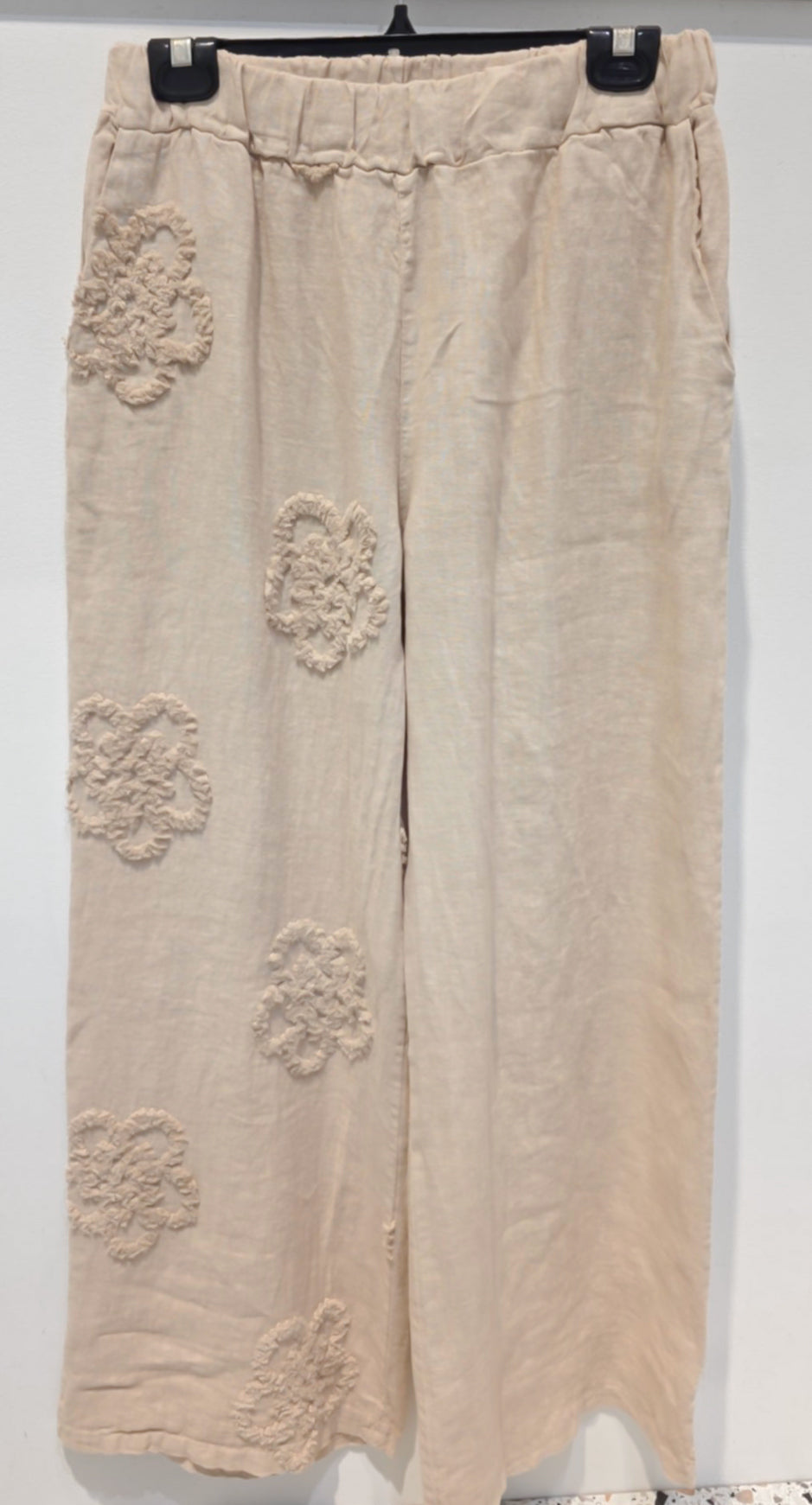 Pantalon brodé floral Lila’s – 100% lin