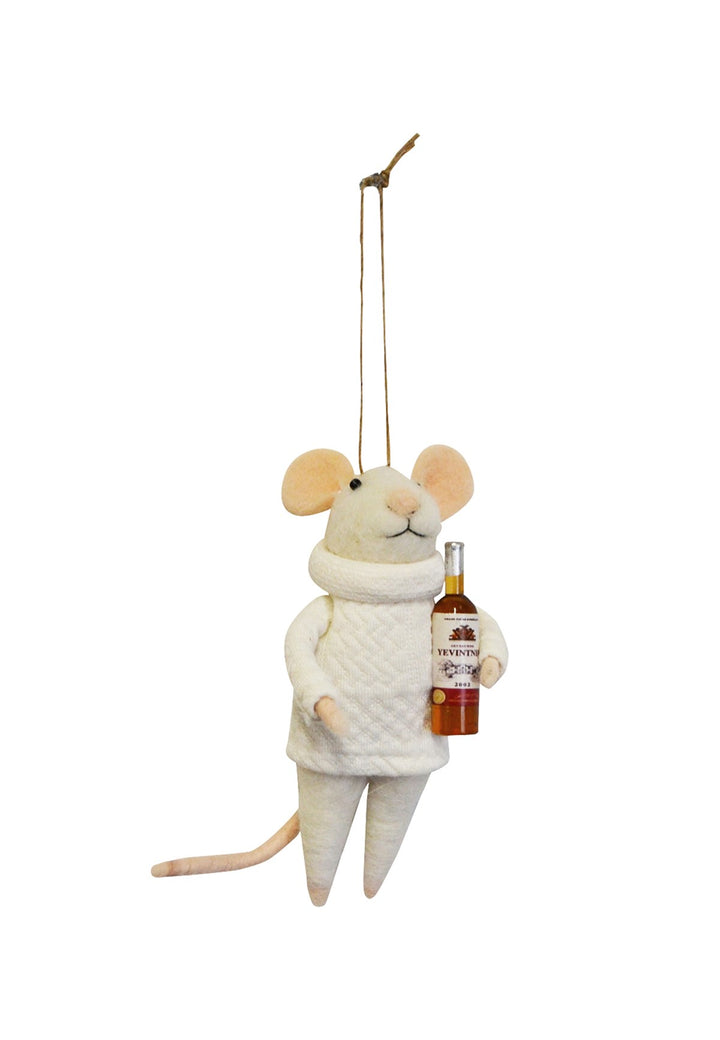 Figurine souris bouteille de vin - Ornement de Noël