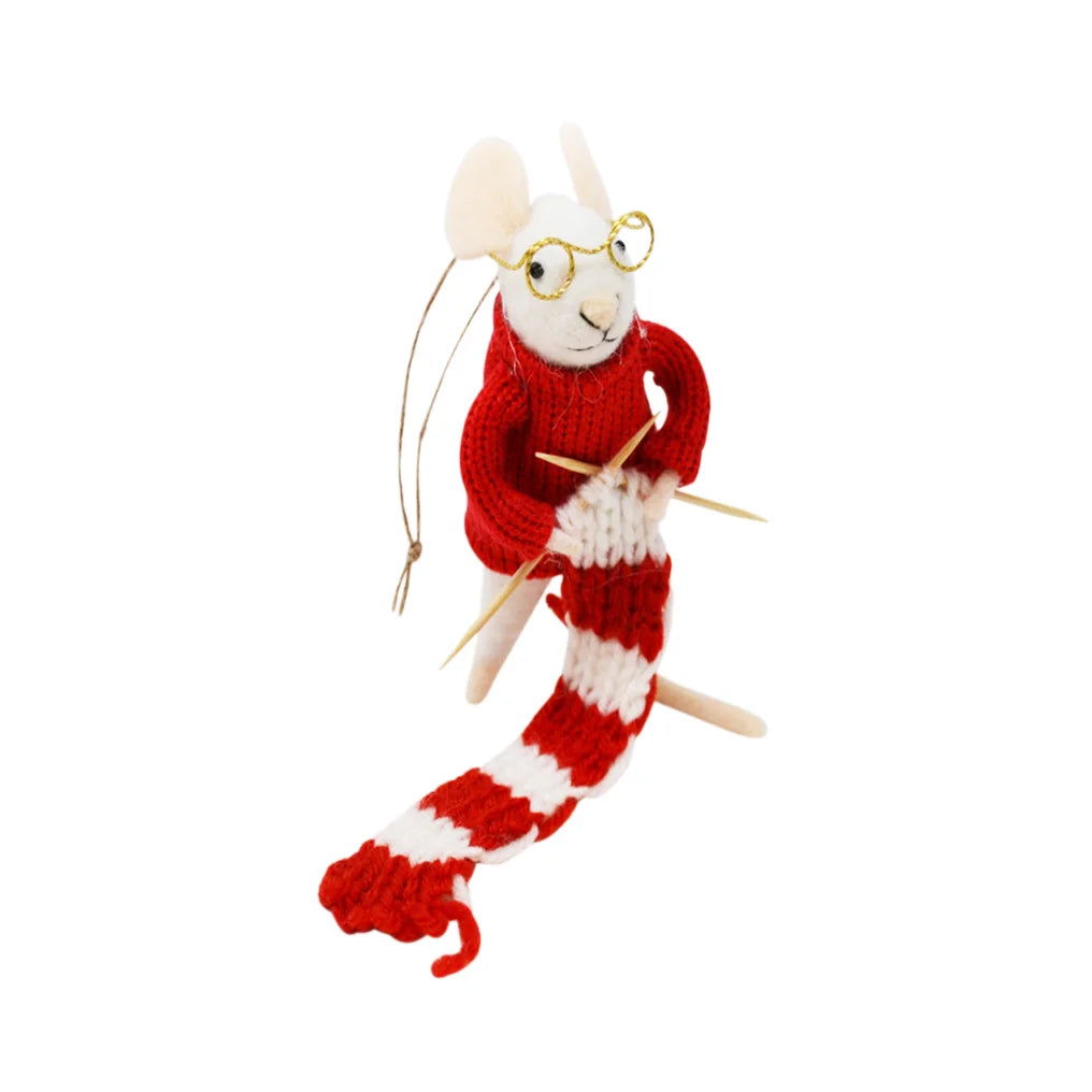 Figurine souris tricot - Ornement de Noël