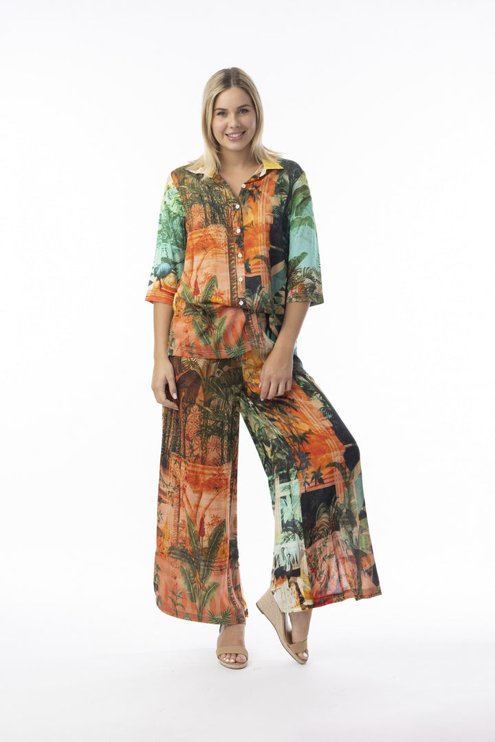 Blouse à imprimé tropical