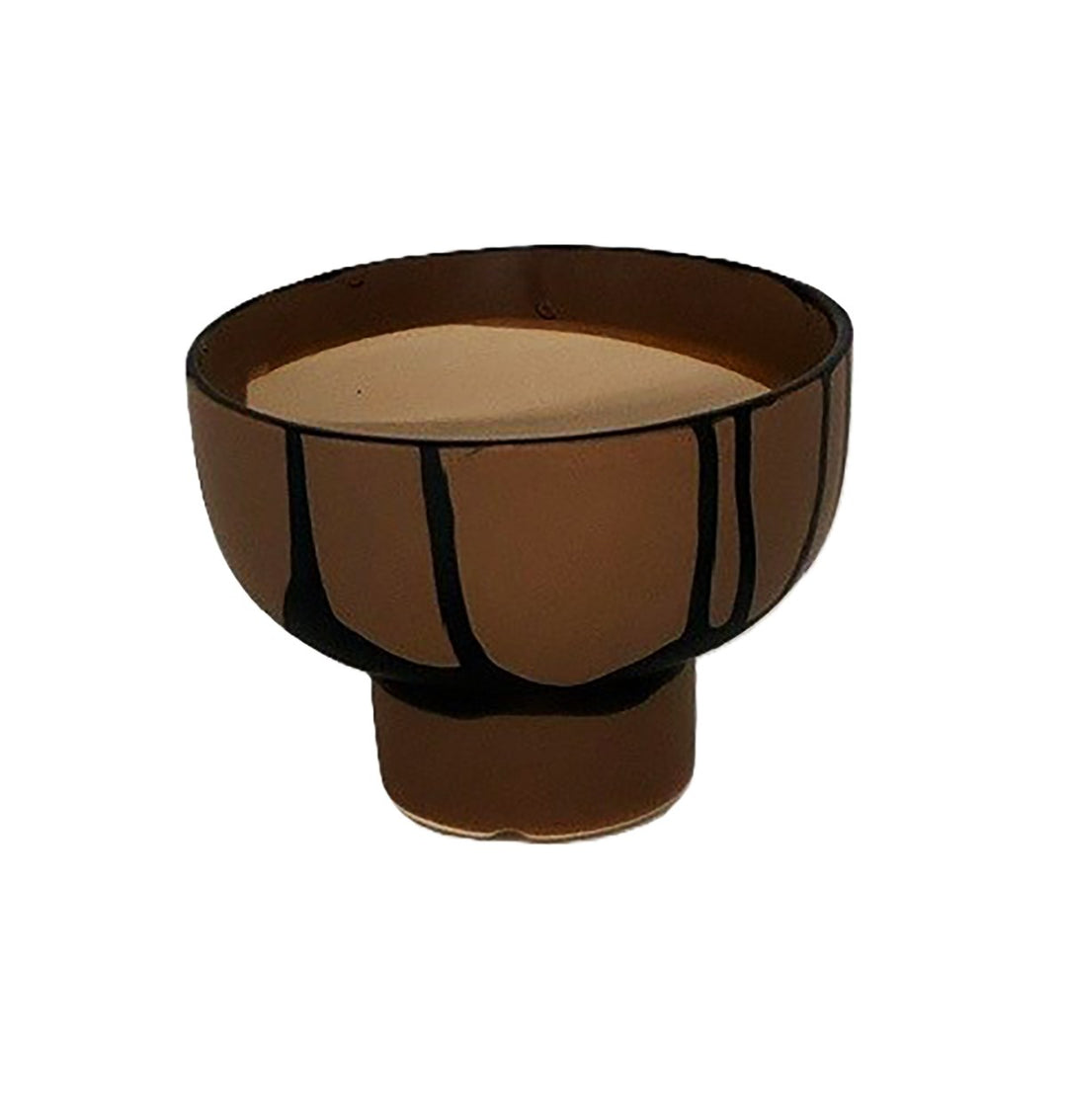 Pot décoratif en grès - Design aux détails contrastés