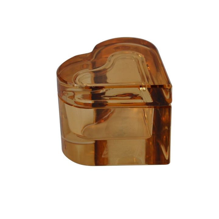 Boîte en verre ambré en forme de cœur - Coffret à bijoux