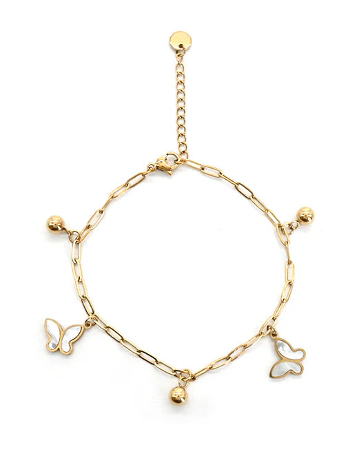 Bracelet papillon coquillage – Acier inoxydable doré
