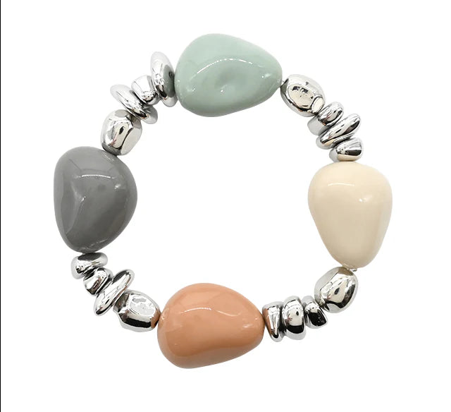 Bracelet perles goutte – Finition argentée