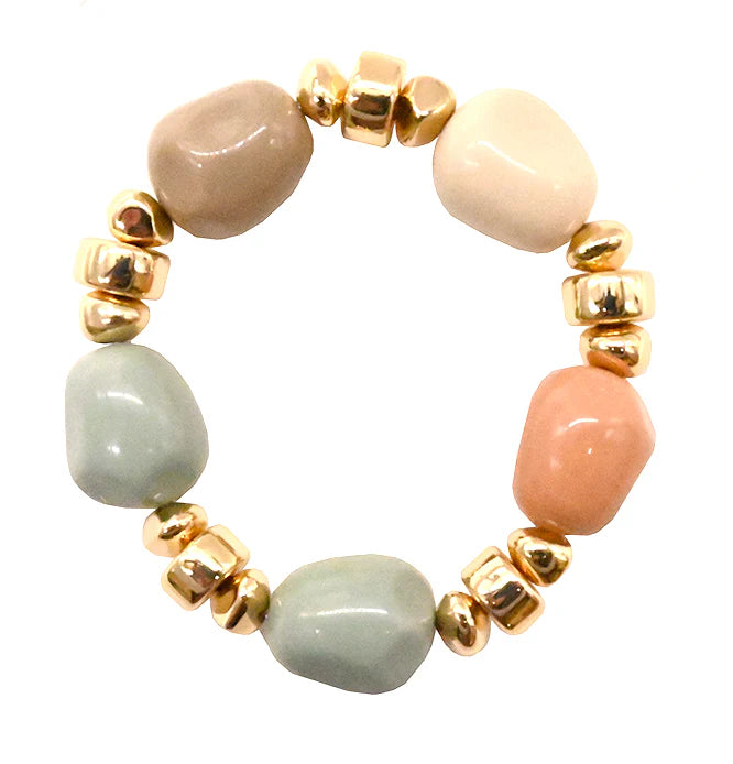 Bracelet perles ovales – Finition dorée ou argentée