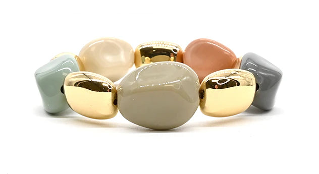 Textured nugget bead bracelet – Gold or silver finish