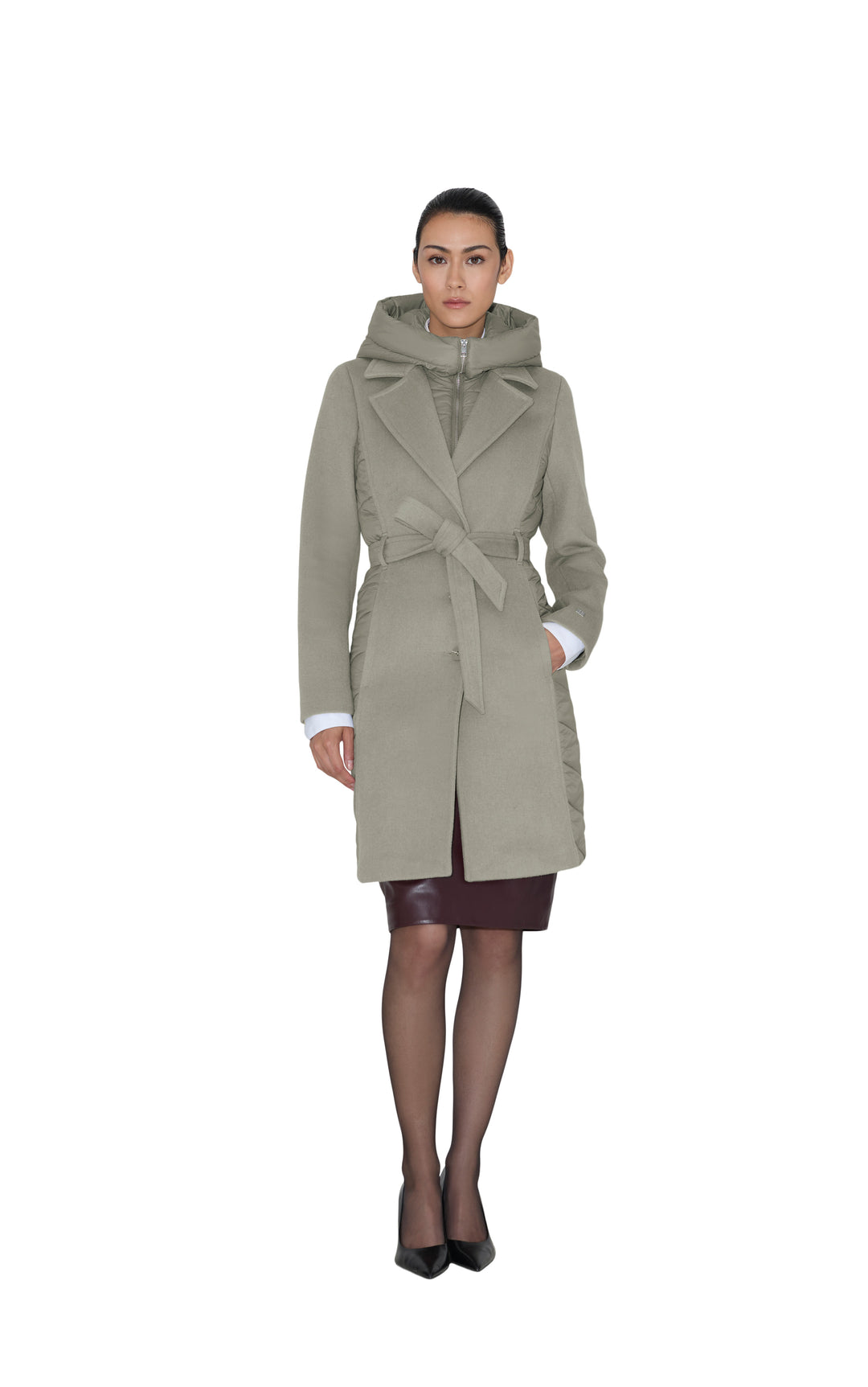 Manteau en laine hybride Adeline - Le manteau style trench avec col et capuche rembourrées