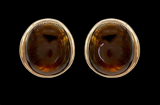 Boucles d'oreilles ovales effet écaille de tortue dorées - En résine