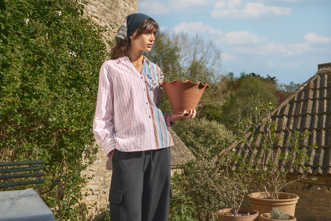 Chemise rayée en coton biologique Saffie - Look décontracté