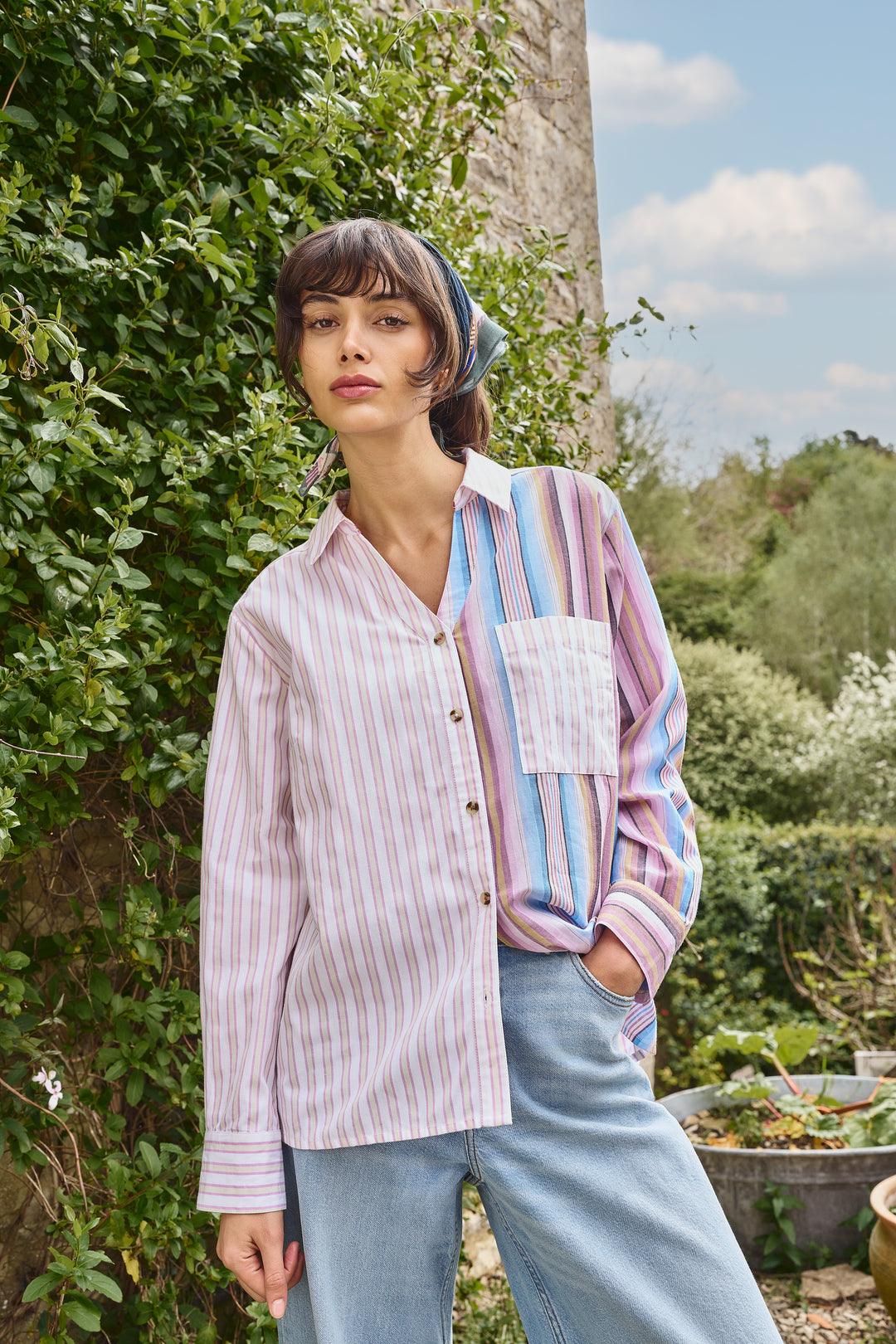 Chemise rayée en coton biologique Saffie - Look décontracté