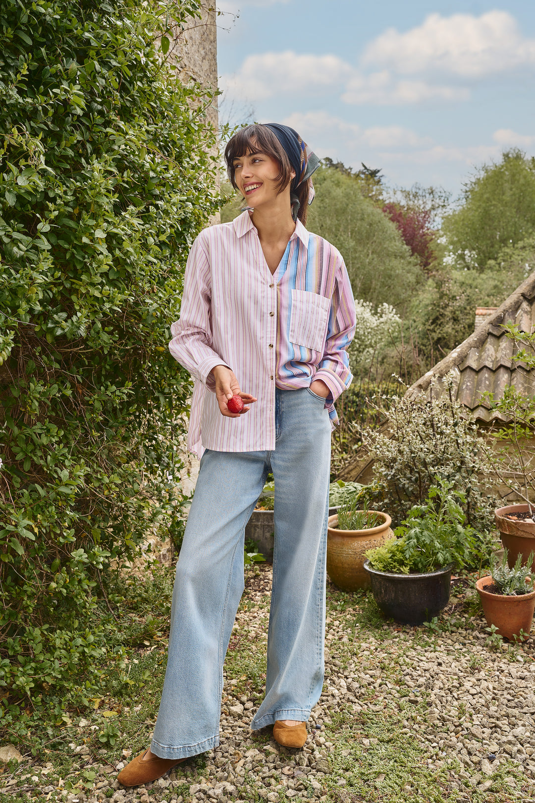 Chemise rayée en coton biologique Saffie - Look décontracté